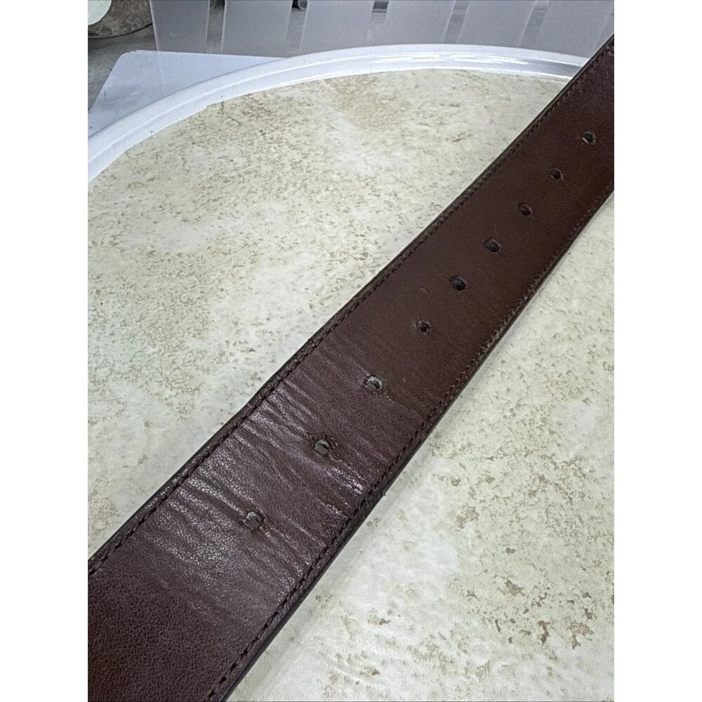 (H)Robert Graham Barnstable Reversible Brown Leather Belt Gold Buckle 36